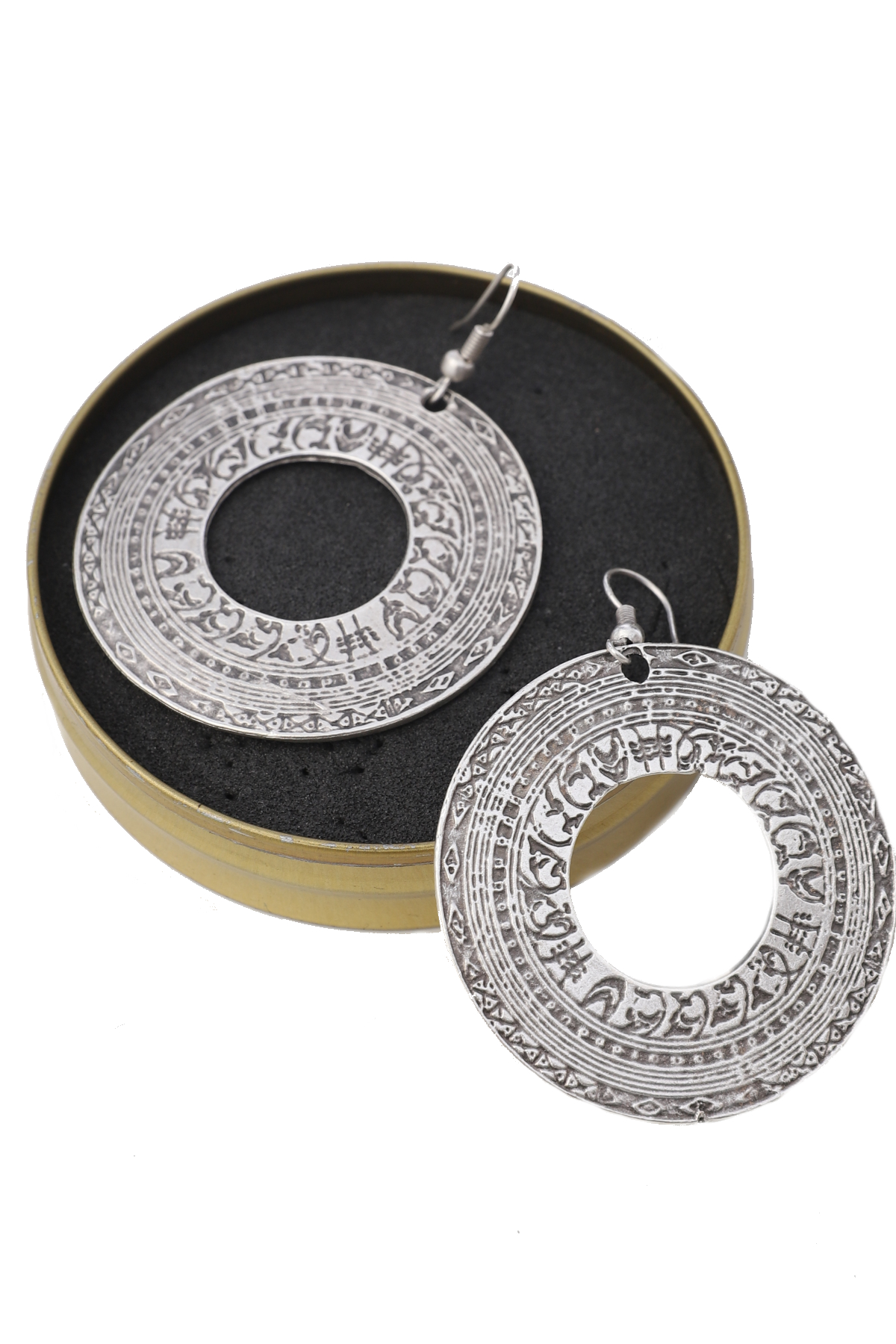 Symbolic Thick Hoop Silver Plated Earrings