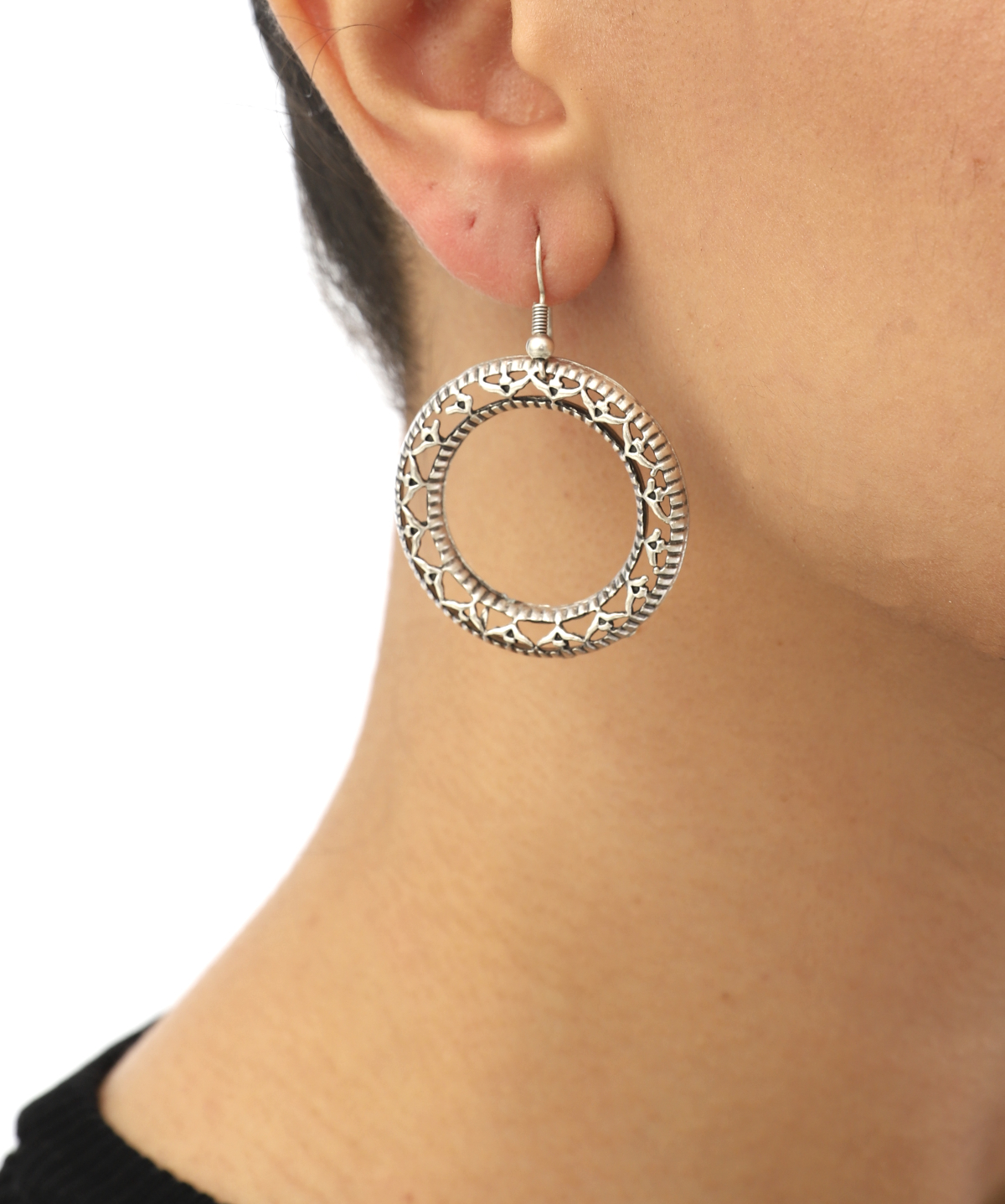 Minimal Ring Silver Plated Earrings