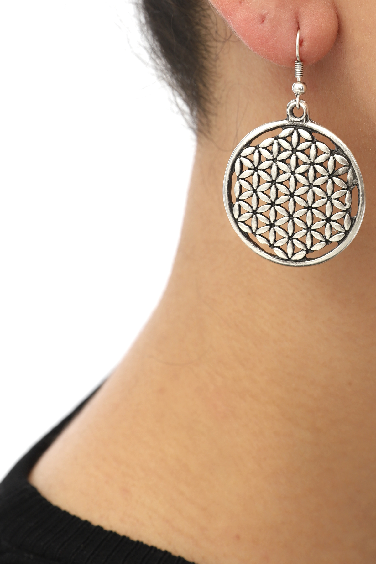 Flower of Life Silver Plated Earrings