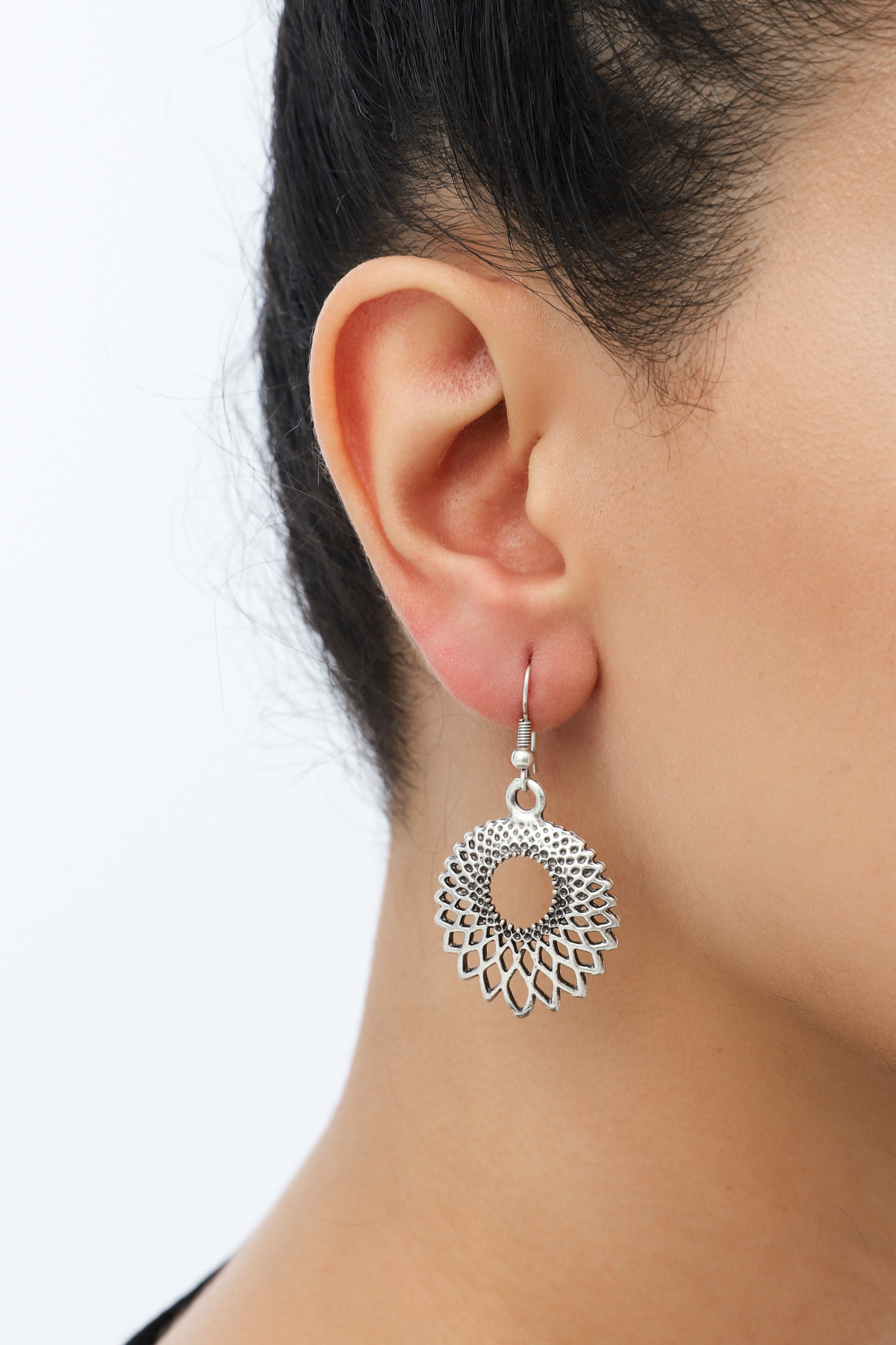 Flower Motif Silver Plated Earrings