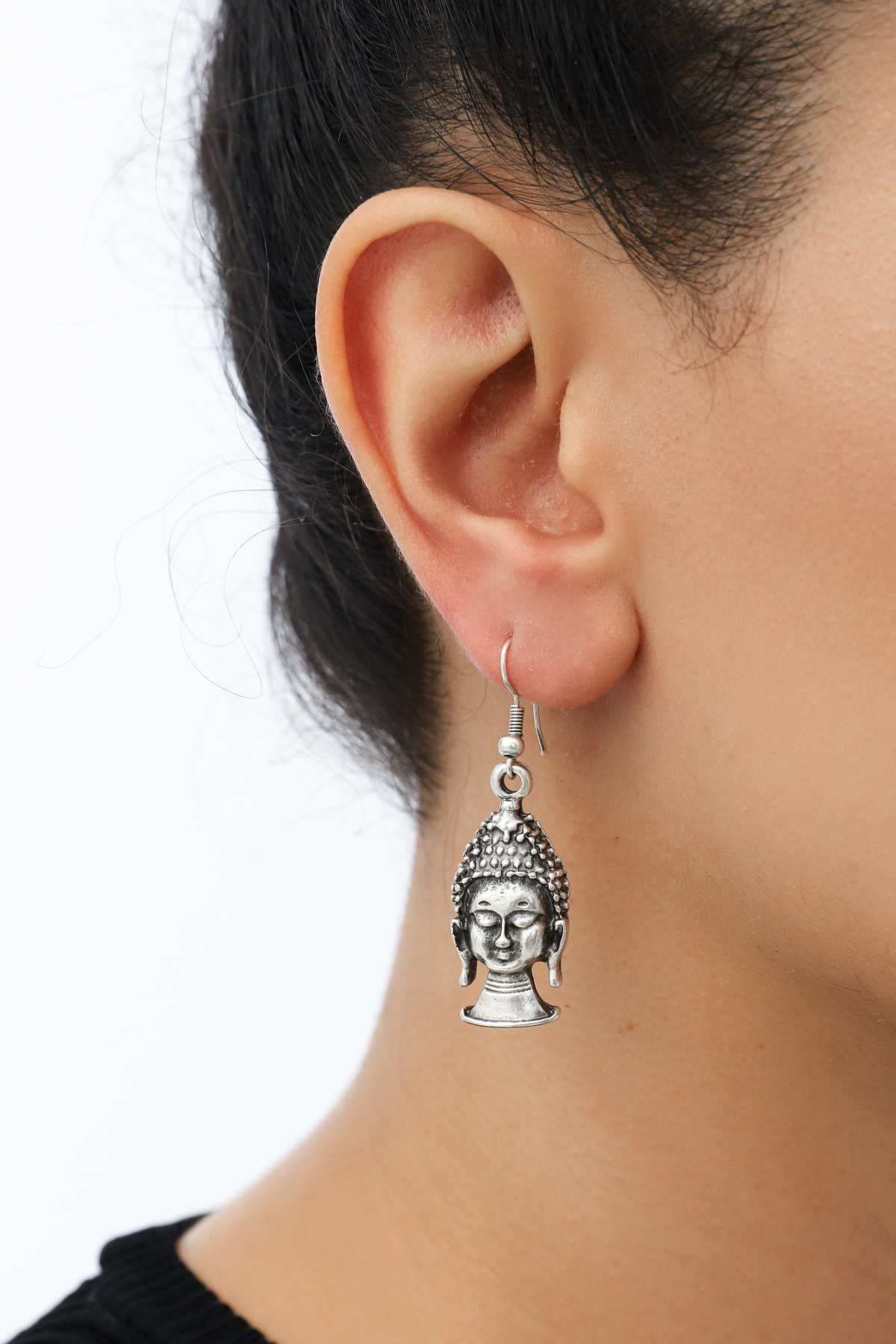 Mini Buddha Silver Plated Earrings