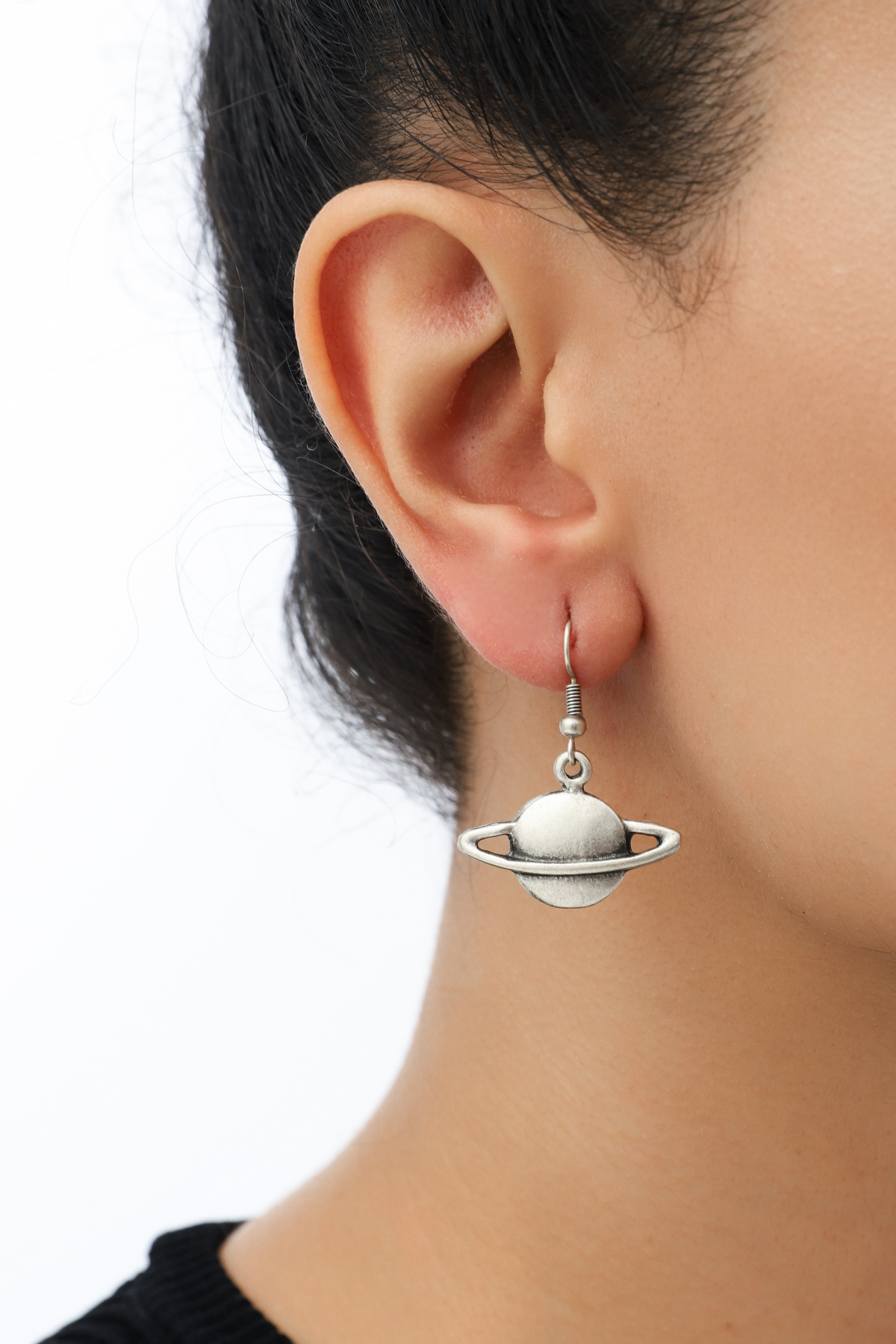 Saturn Silver Plated Earrings