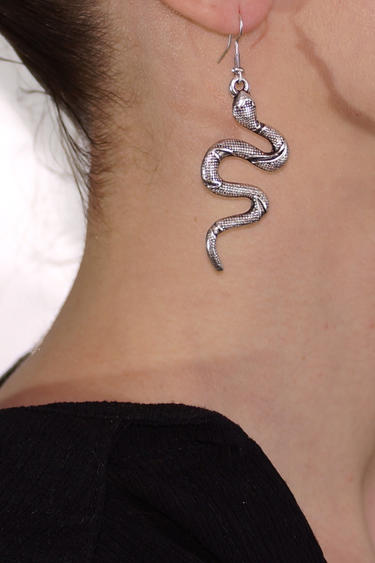 Water Snake Figured Silver Plated Earrings