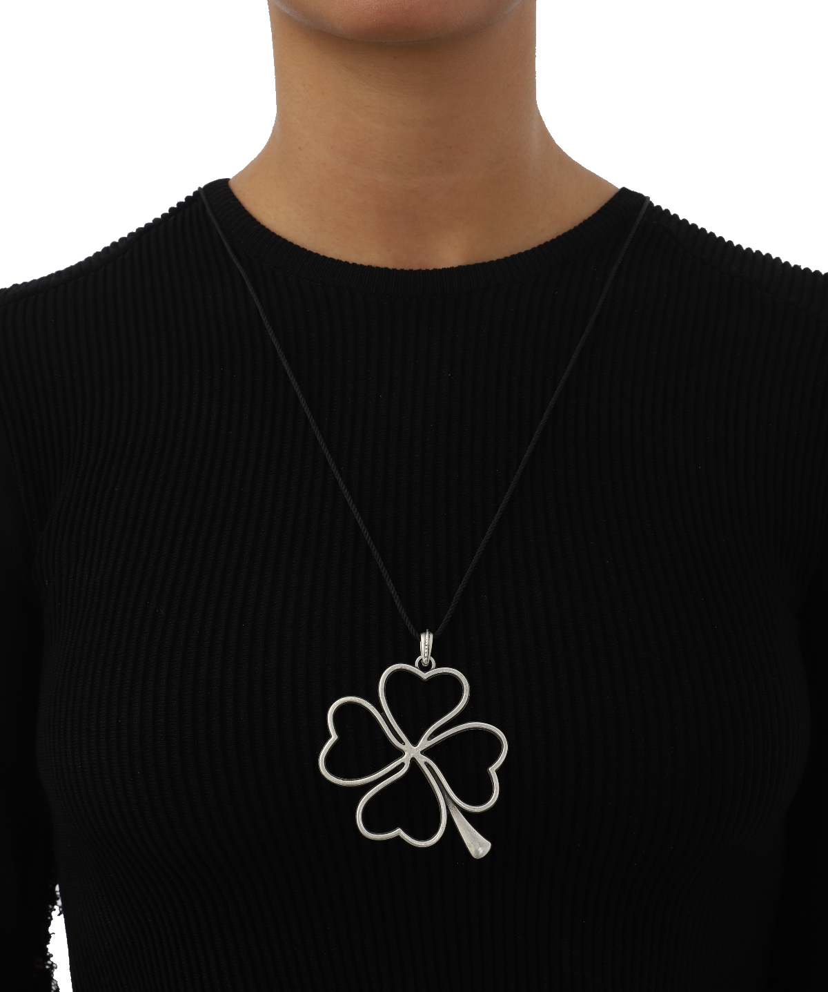 Lucky Clover Silver Plated Long Necklace