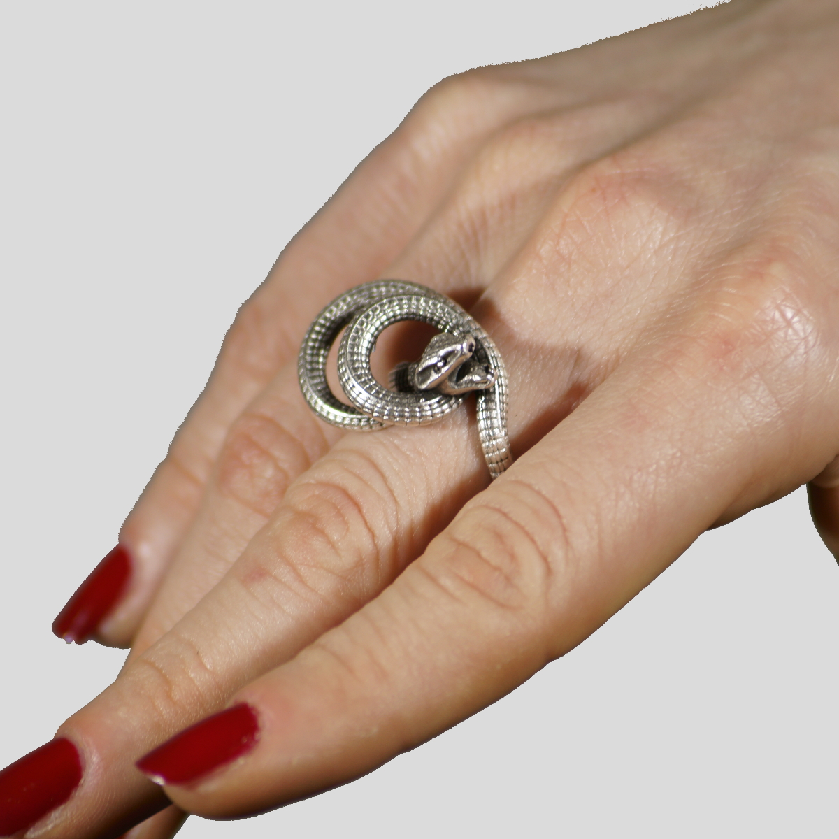 Spiral Snake Silver Plated Ring