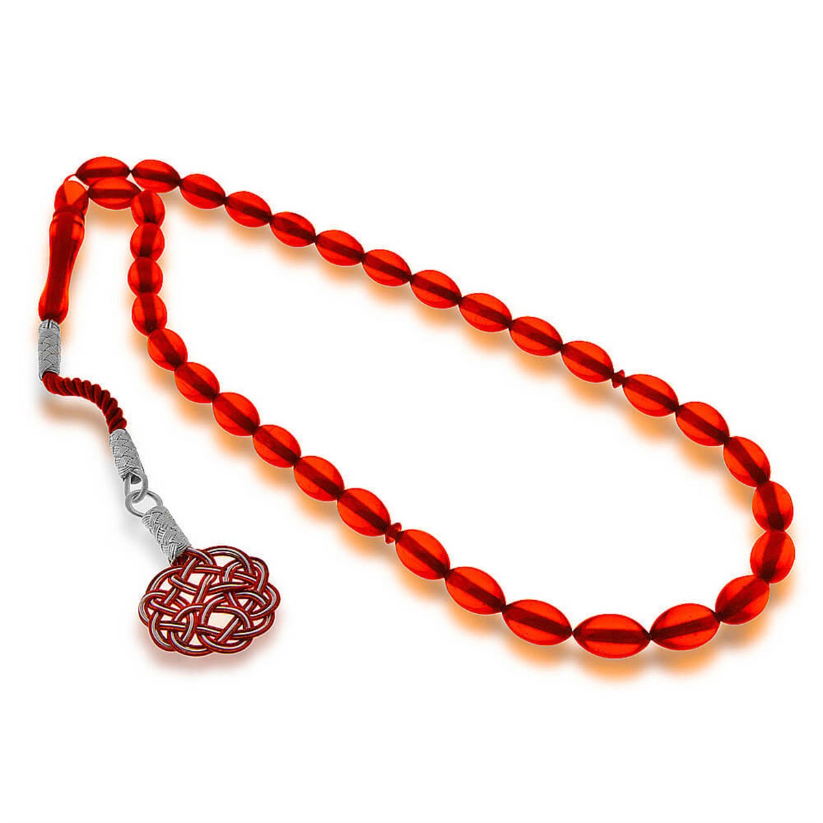 Silver Handcrafted Kazaz Tasseled Fire Amber Rosary
