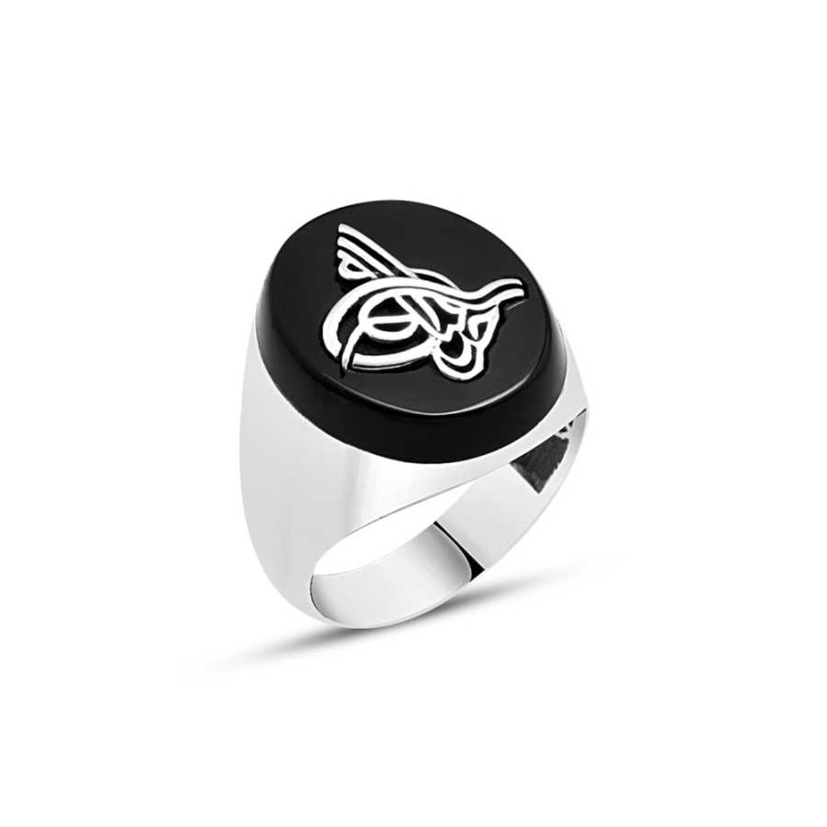 Onix Stone Tugra Sterling Silver Men's Ring