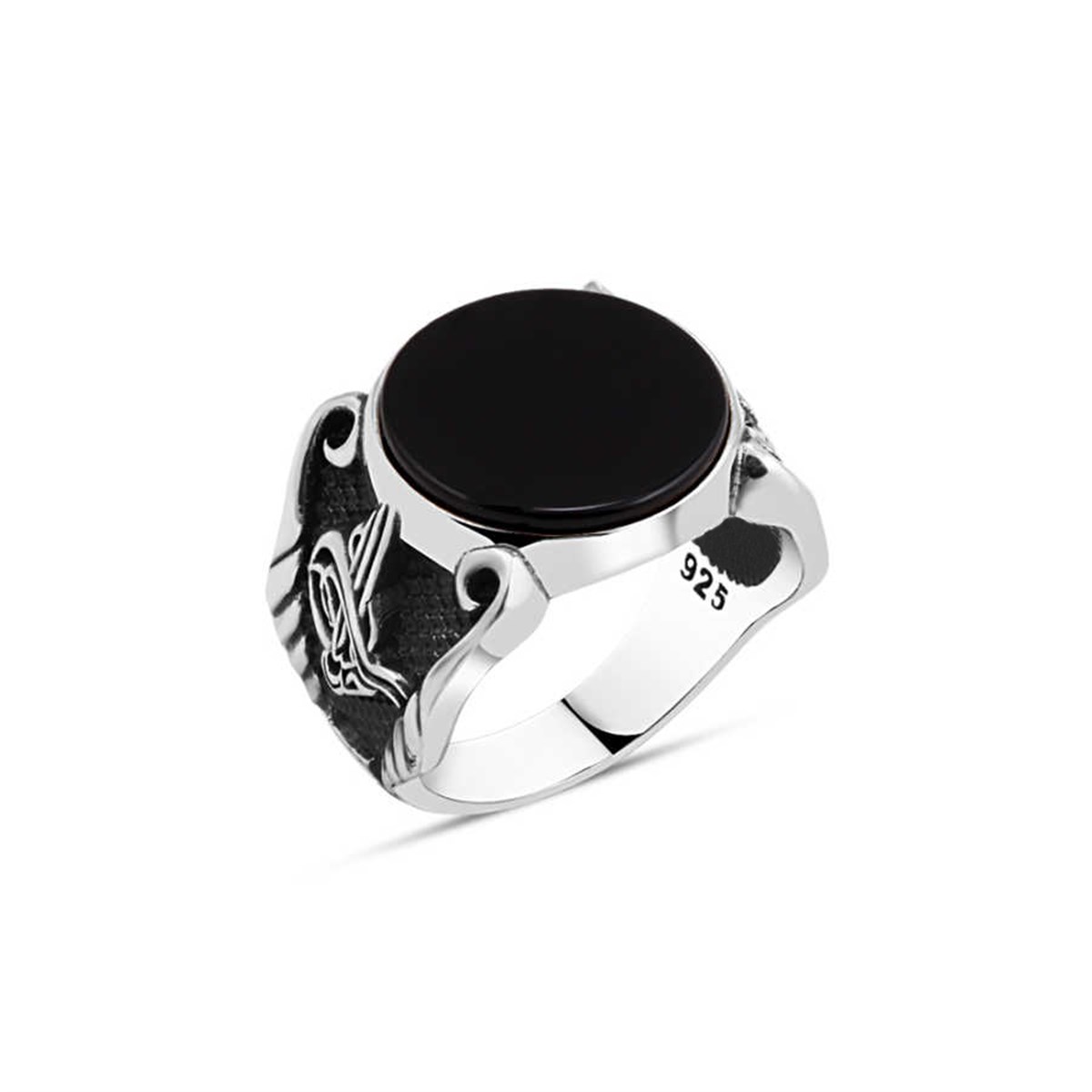 Plain Onix Stone Sterling Silver Men's Ring