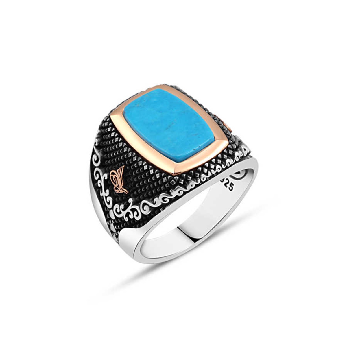 Plain Turquoise Stone Sterling Silver Men's Ring