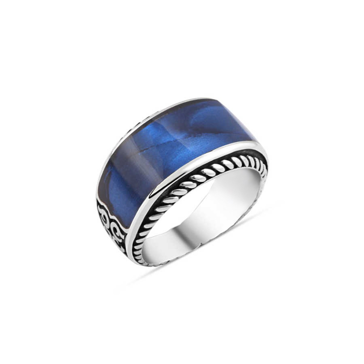 Enamel Silver Men's Ring