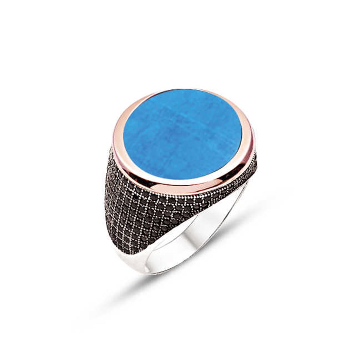 Silver Turquoise Stone Men's Ring