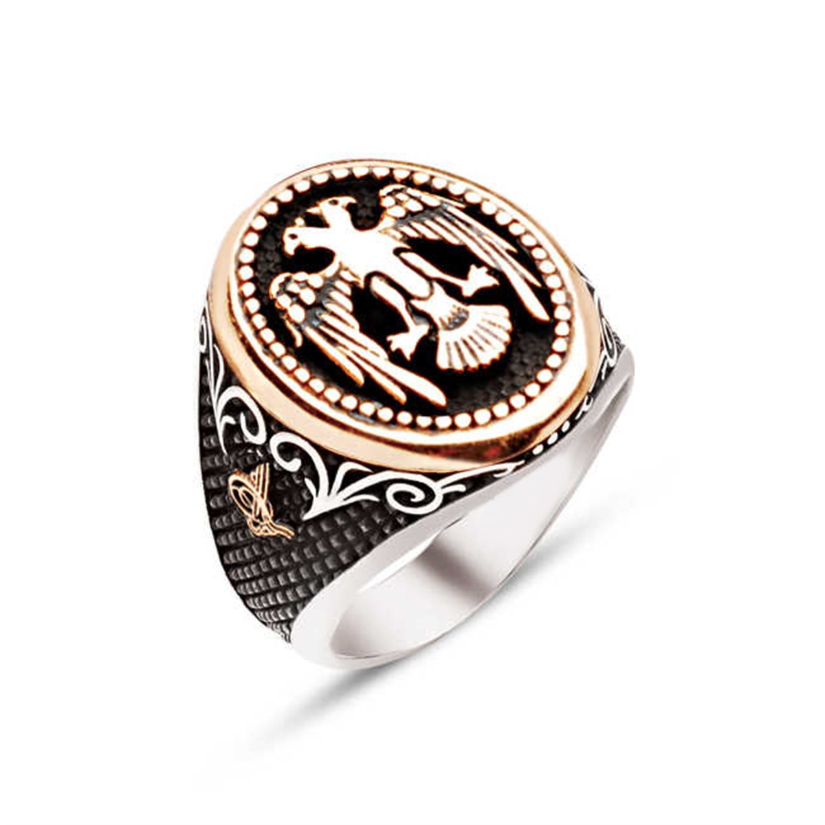 Silver Seljuk Eagle Themed Men's Ring
