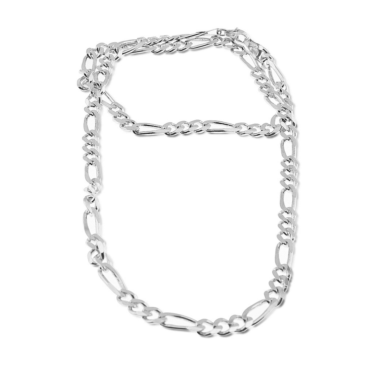 Figaro Neck Collar Silver Chain Men's Necklace (55 Cm)