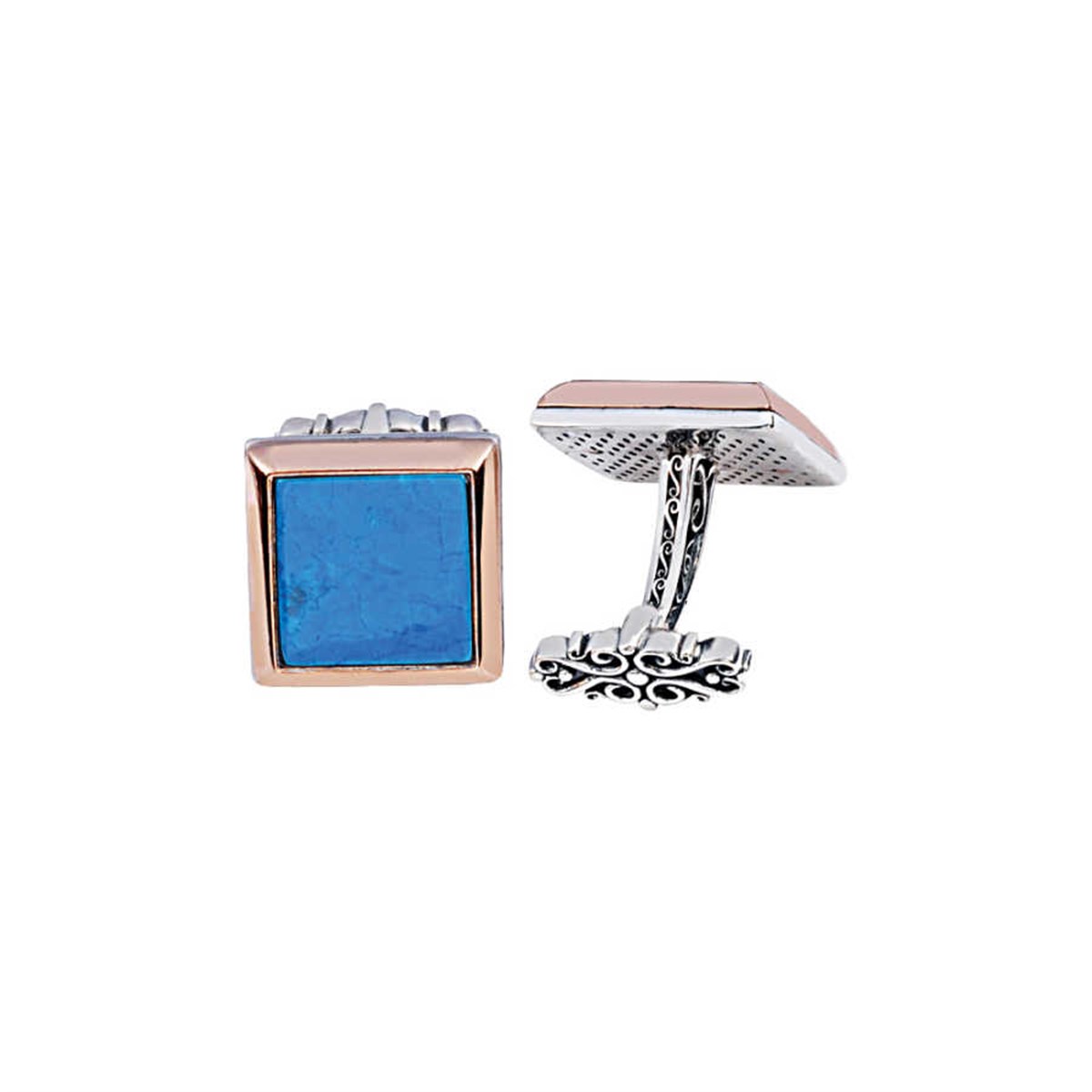 Silver Turquoise Stone Square Cufflink