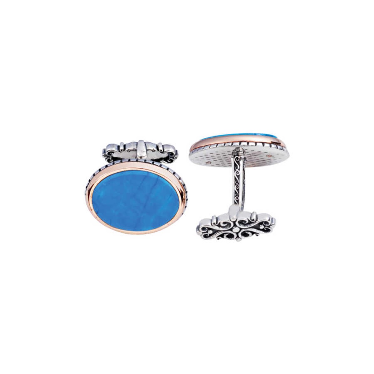 Silver Turquoise Stone Oval Cufflink
