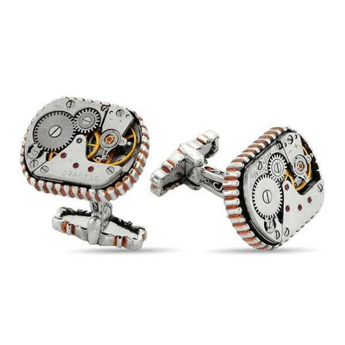 Silver Special Design Clock Mechanism Cufflink