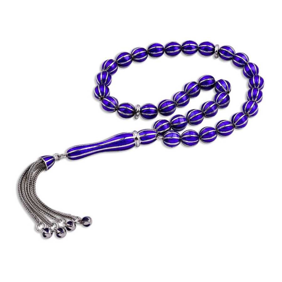 Silver Navy Blue Enamel Rosary