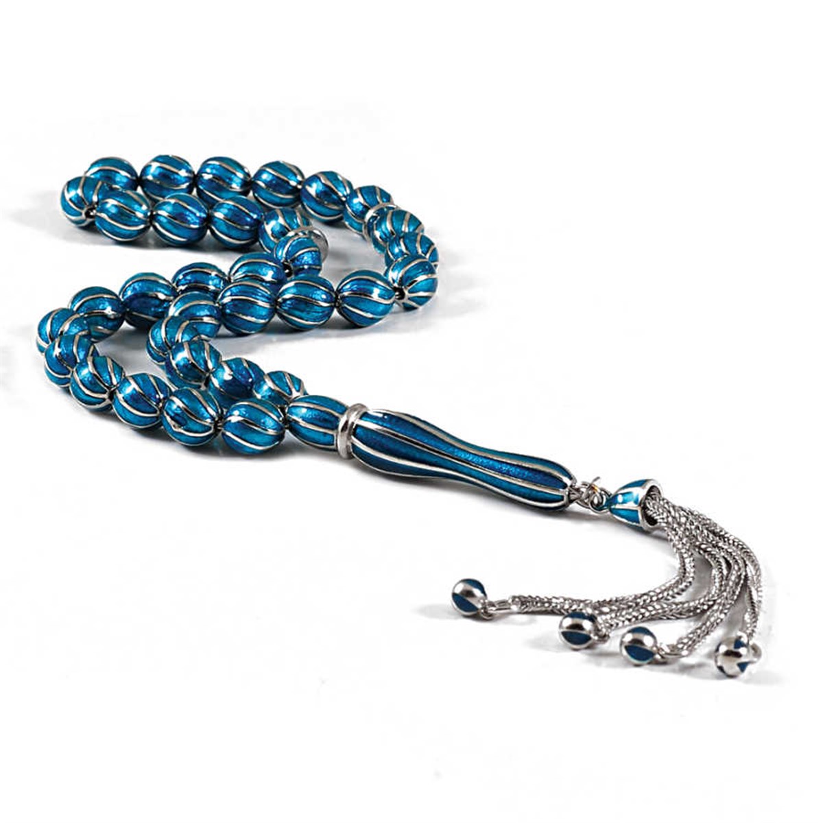 Dark Turquoise Enameled Silver Rosary