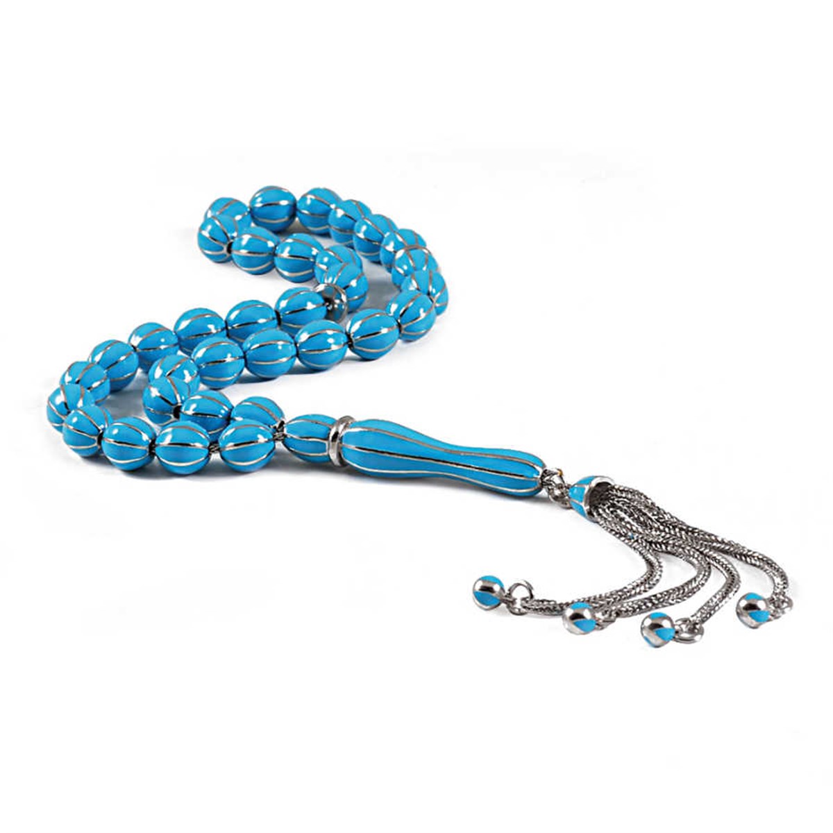 Turquoise Enamel Silver Rosary