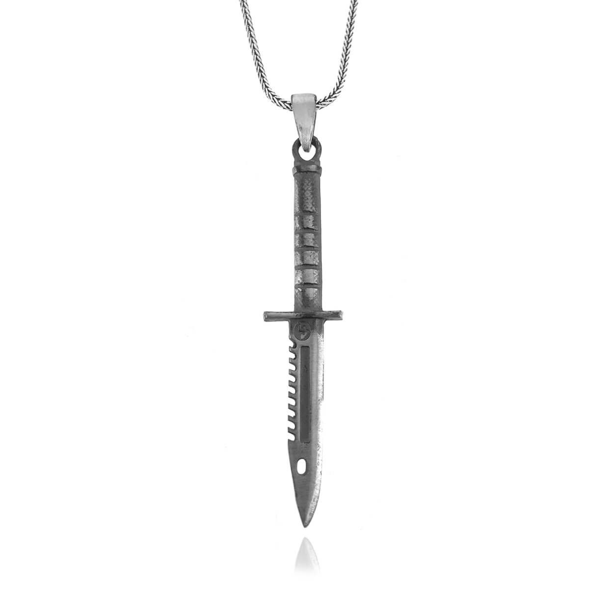 Vintage Silver Rambo Knife Men's Necklace