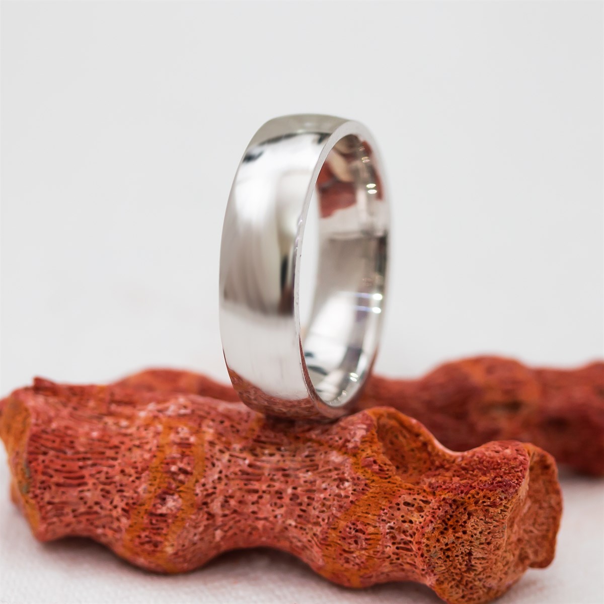 Rhodium Plain Thick Unisex Sterling Silver Wedding Ring