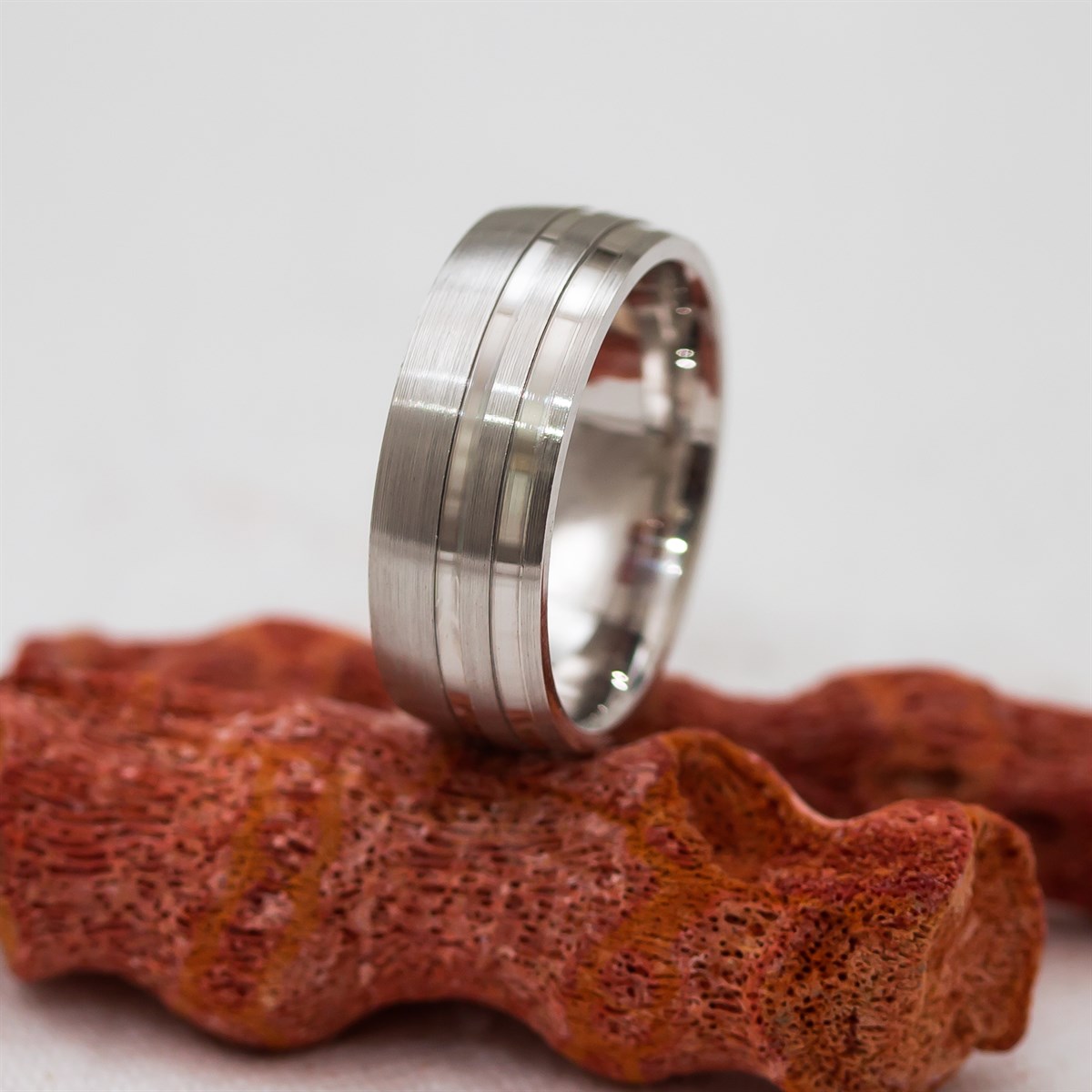 Rhodium Multi Stripe Unisex Sterling Silver Wedding Ring