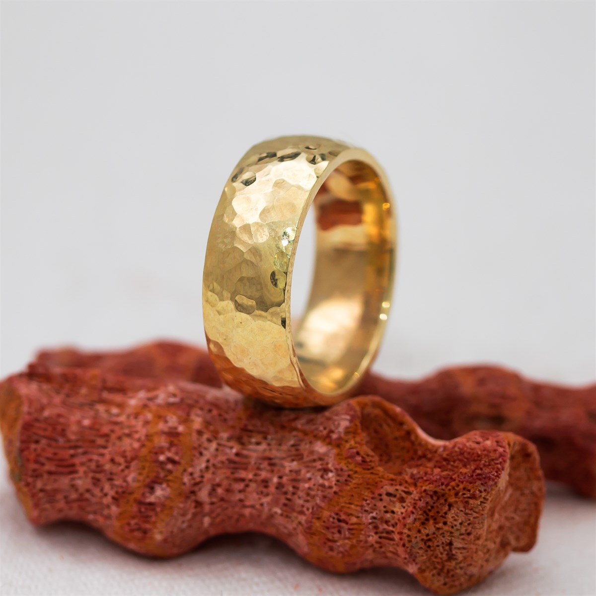 Gold Color Middle Patterned Unisex Silver Wedding Ring