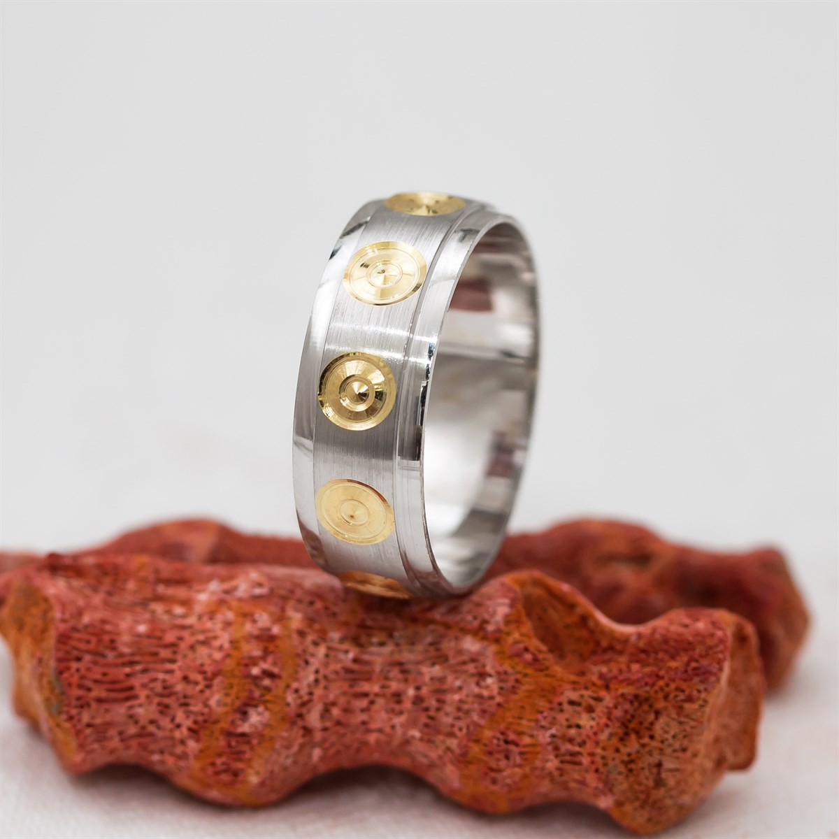 Gold Color Polka Dot Unisex Silver Wedding Ring