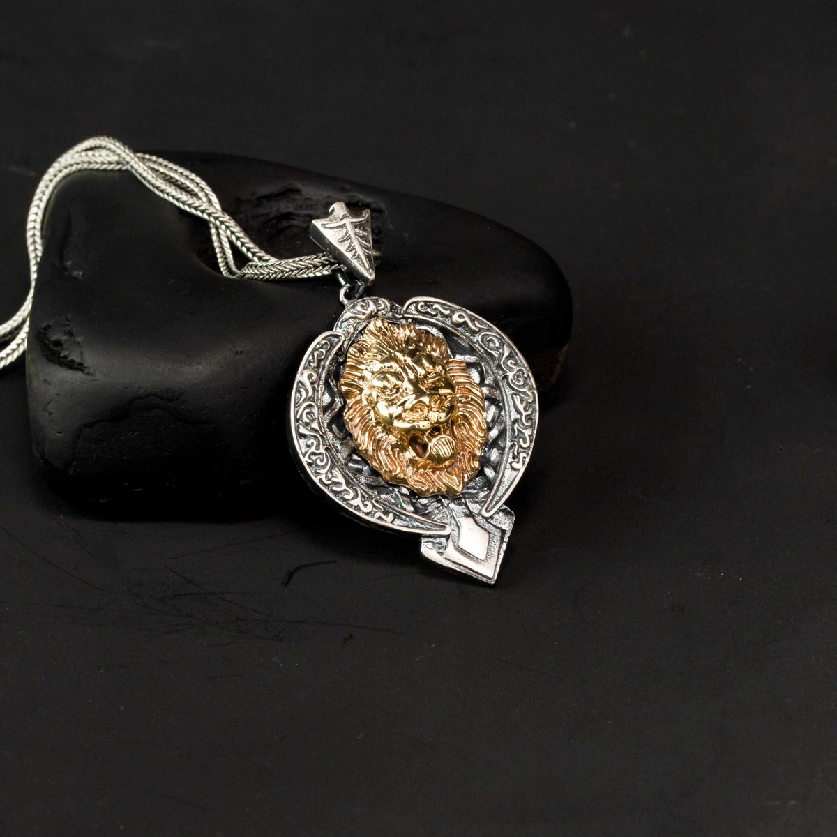 Special Design Vintage Dimmed Lion Sterling Silver Men's Necklace