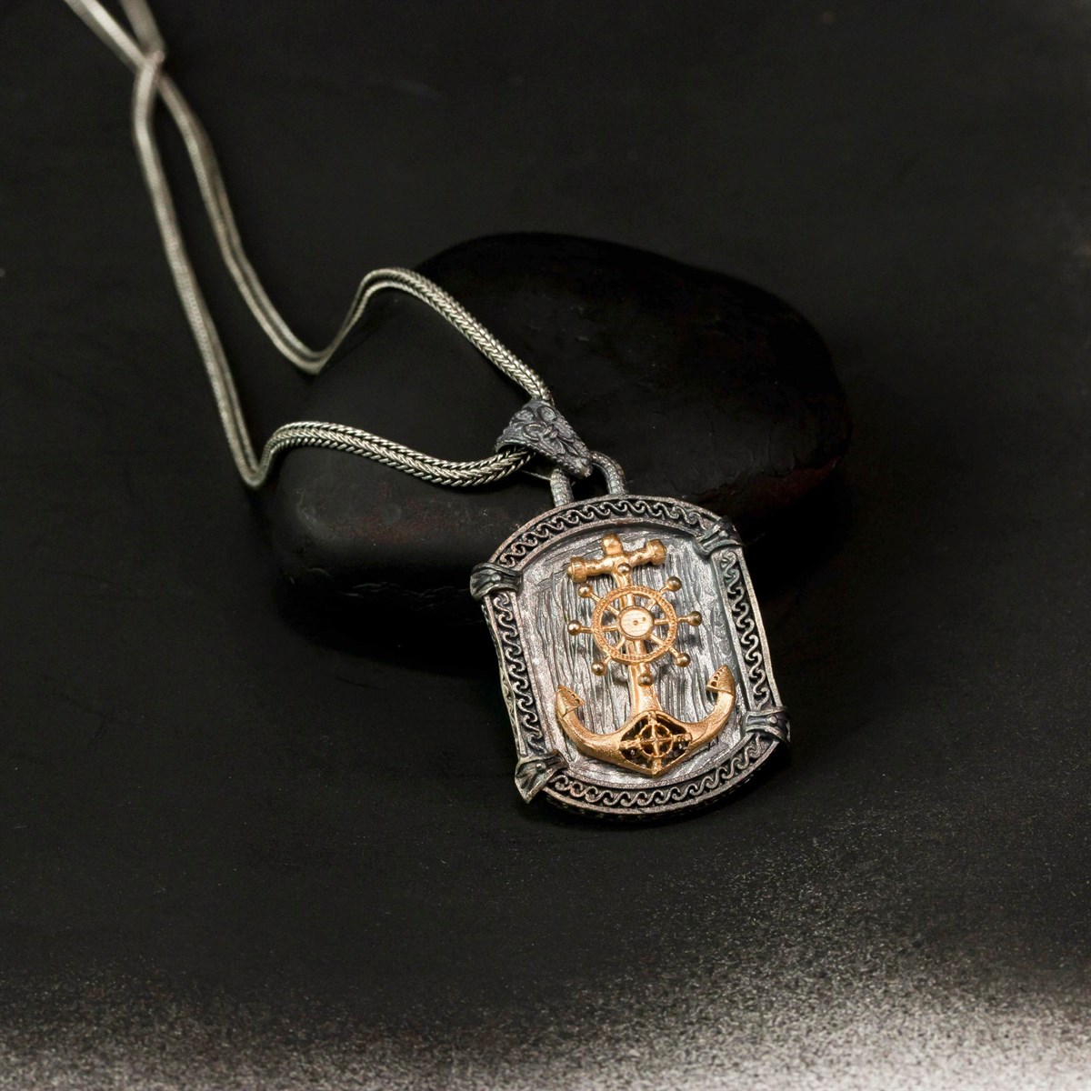 Special Design Vintage Anchor Silver Men's Necklace