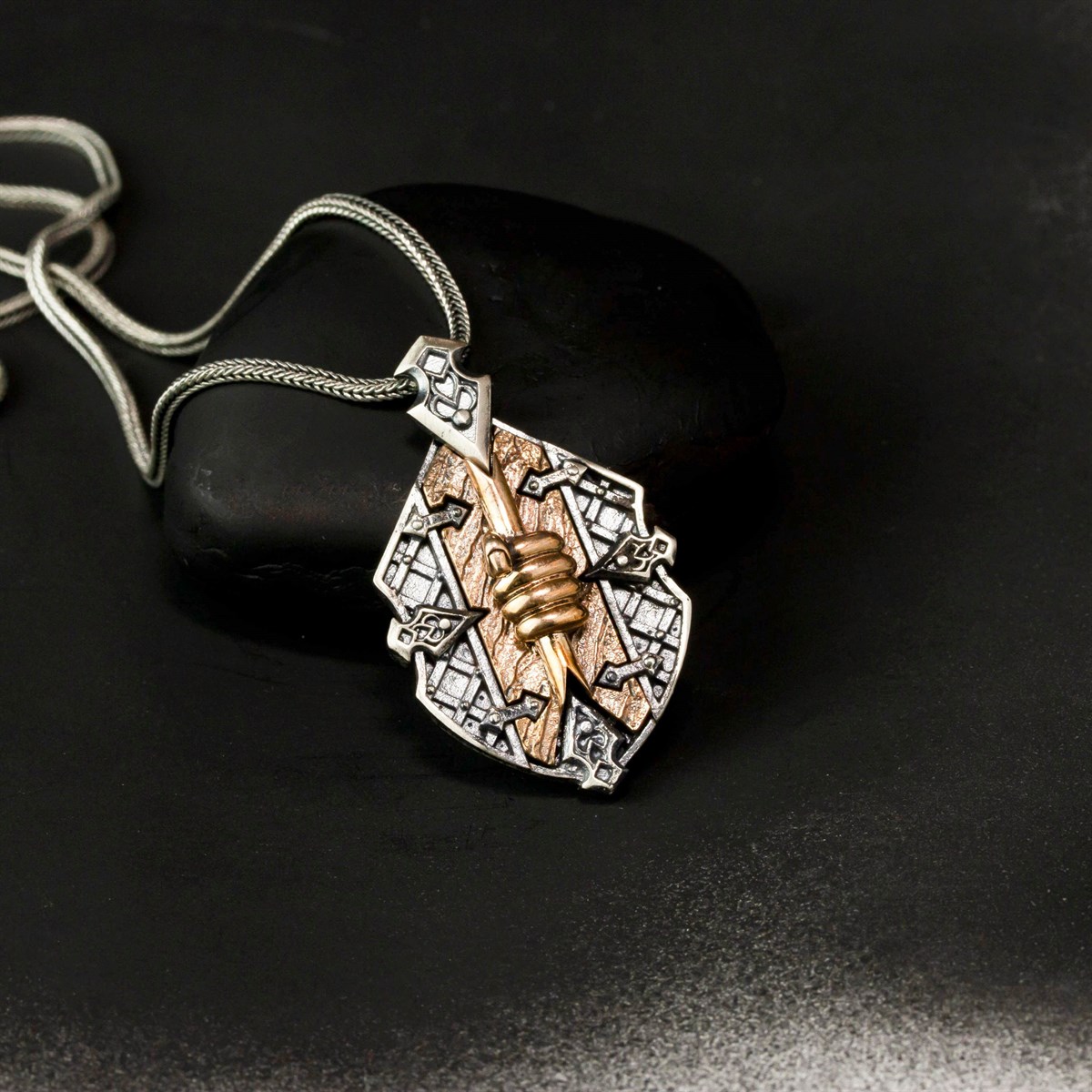 Special Design Vintage Freedom Symbol Sterling Silver Men's Necklace