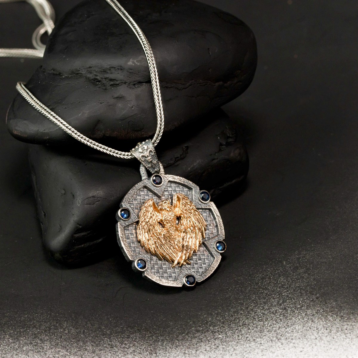 Special Design Vintage Eagle Sterling Silver Men's Necklace