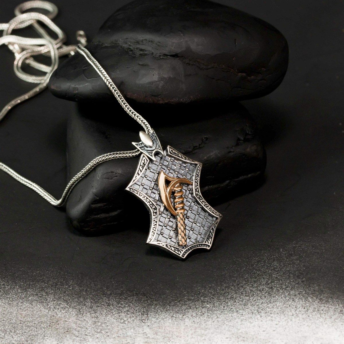 Special Design Vintage Ax Men's Silver Necklace