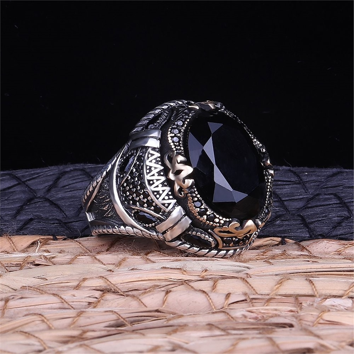 925 Sterling Silver Ring With Black Zircon Stone