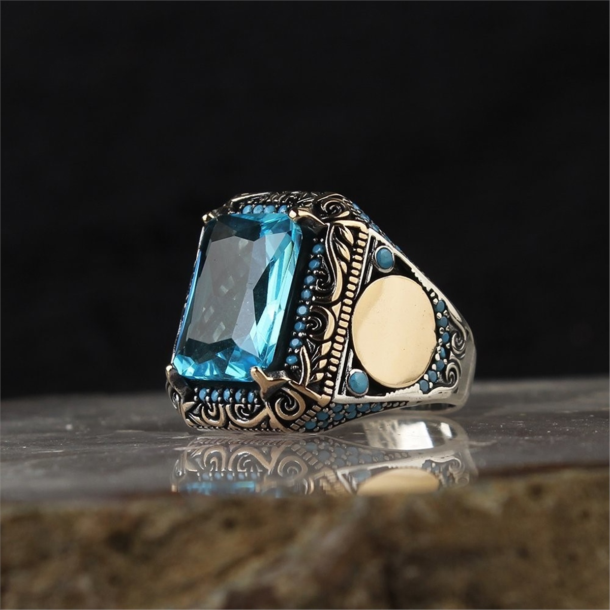 Blue Topaz Stone 925 Sterling Silver Ring