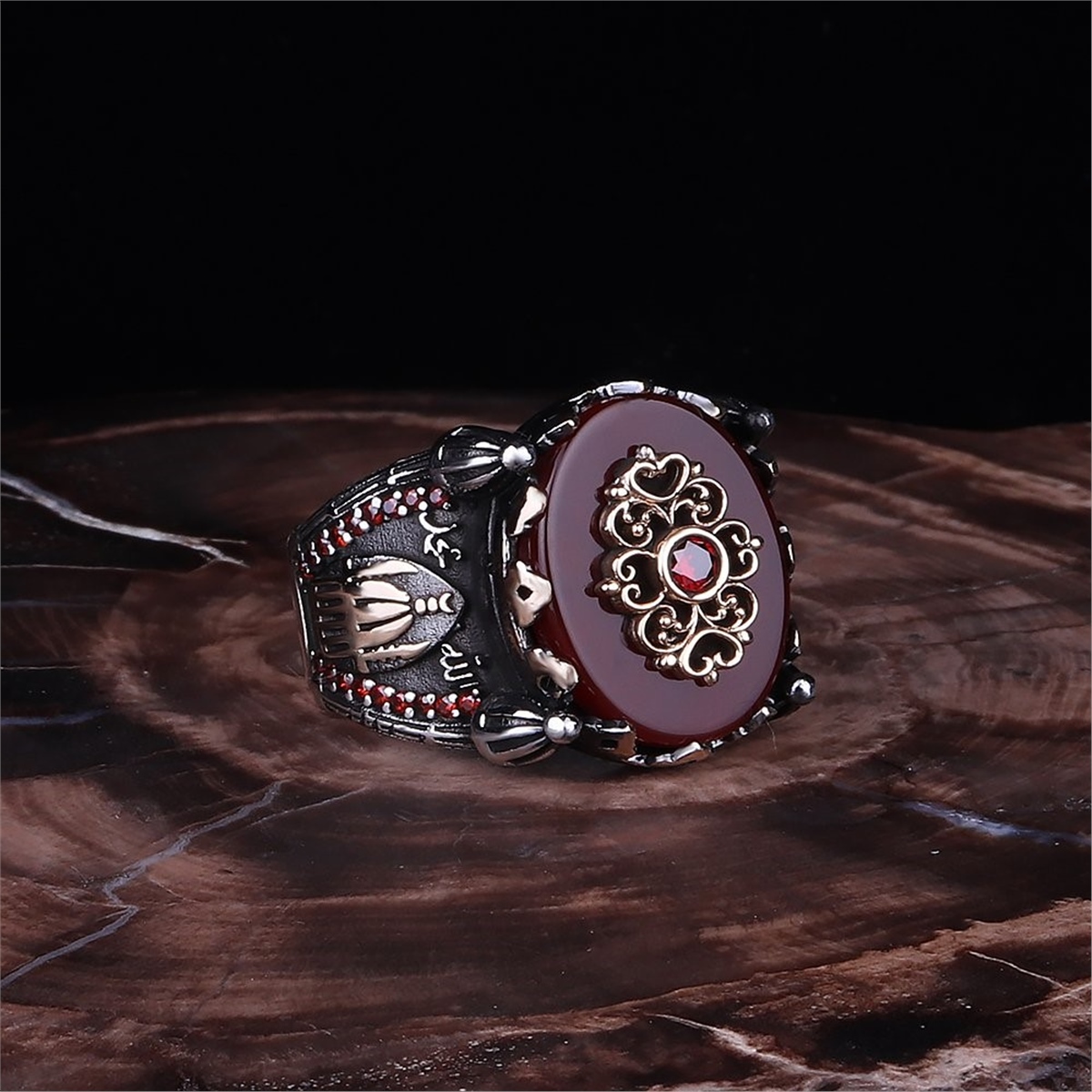 Agate Stone 925 Sterling Silver Men's Ring
