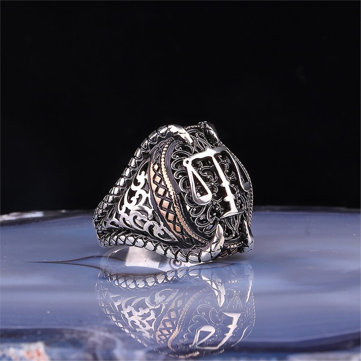 Clawed Scales of Justice Motif 925 Sterling Silver Men's Ring