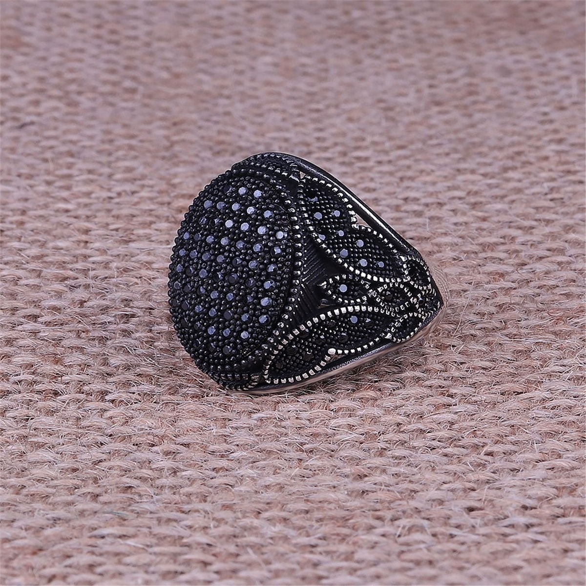 Micro Stone Embroidered 925 Sterling Silver Ring