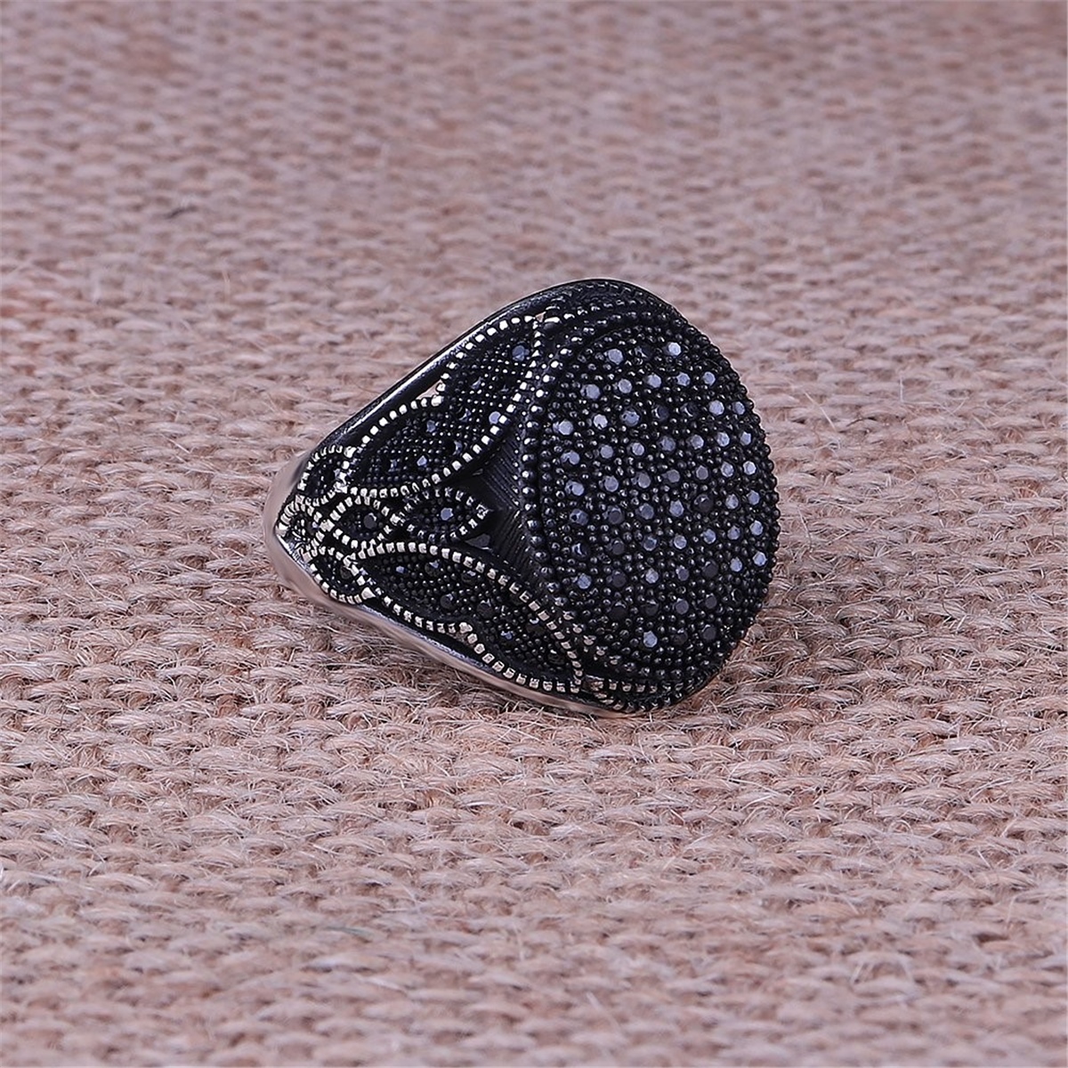 Micro Stone Embroidered 925 Sterling Silver Ring