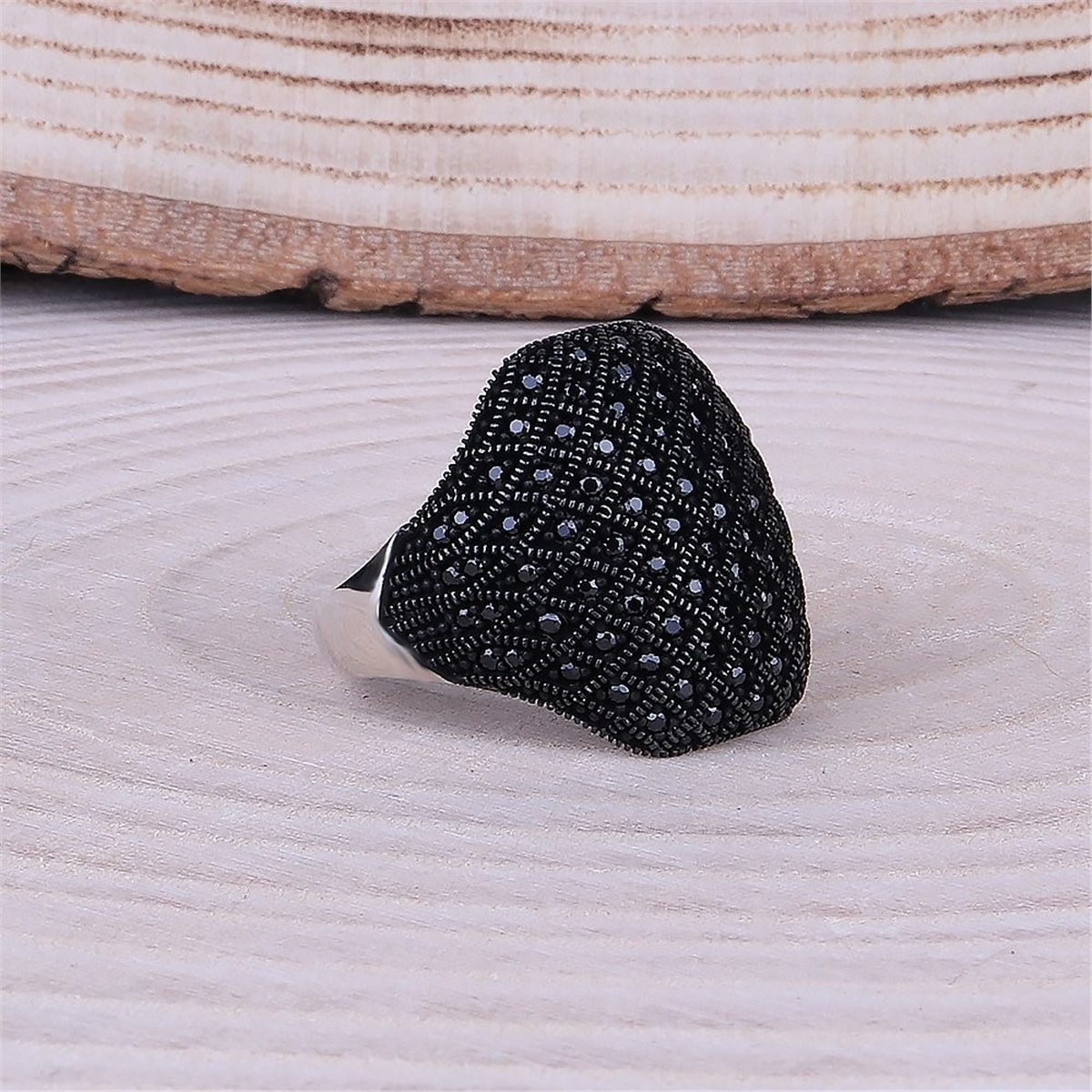 Micro Stone 925 Sterling Silver Men's Ring