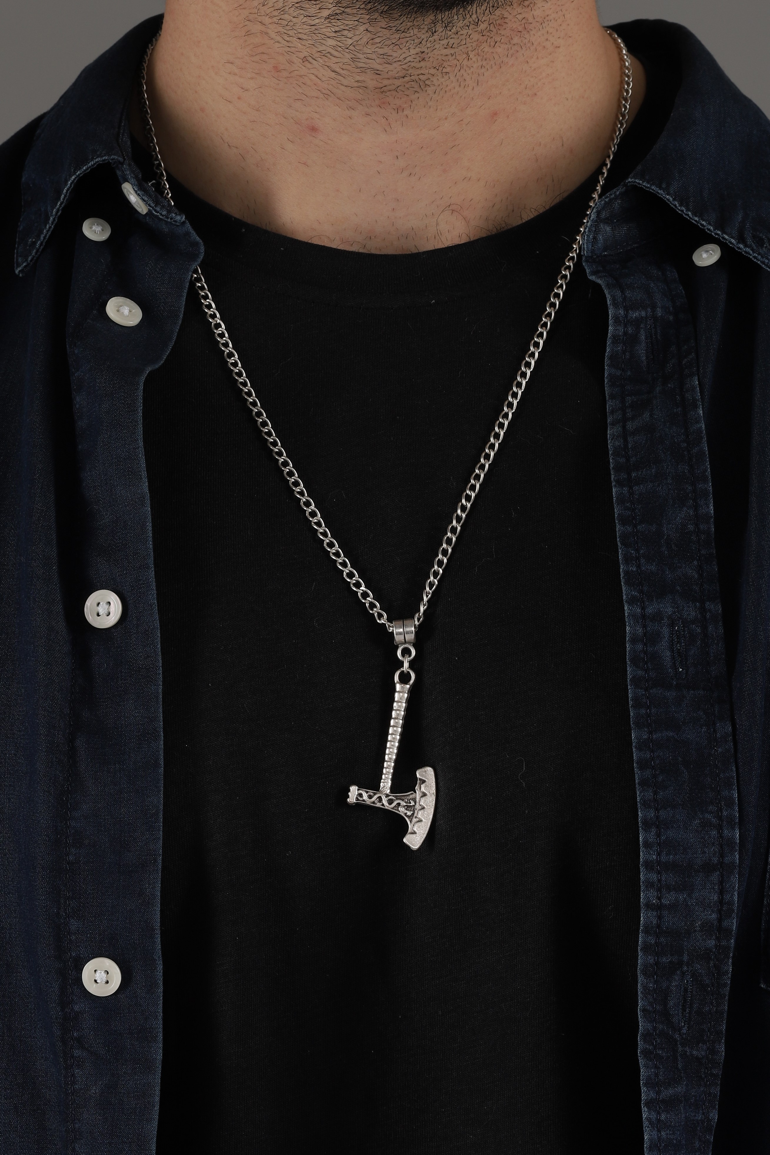SILVER PLATED AX NECKLACE