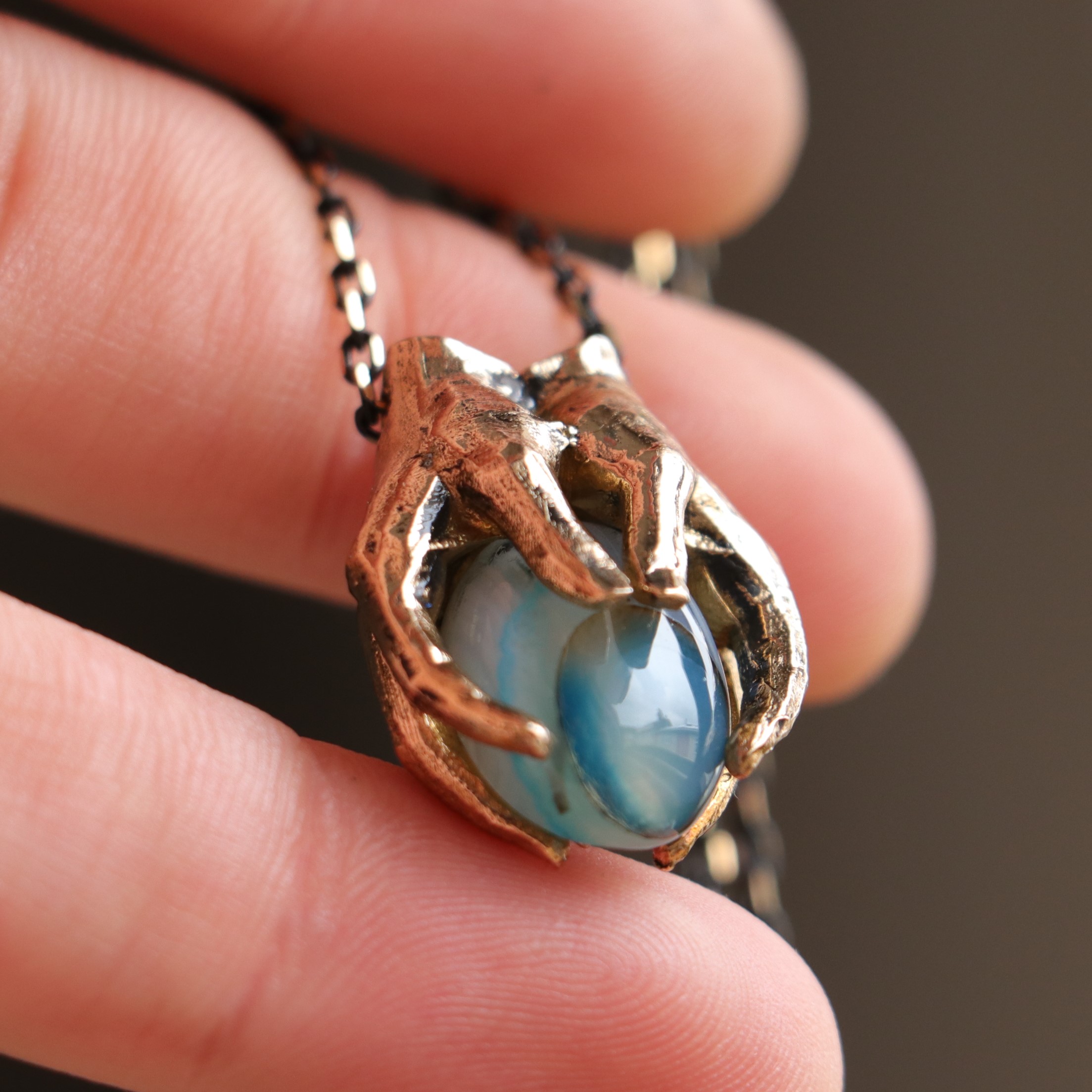 Aquamarine Stone Palm Necklace