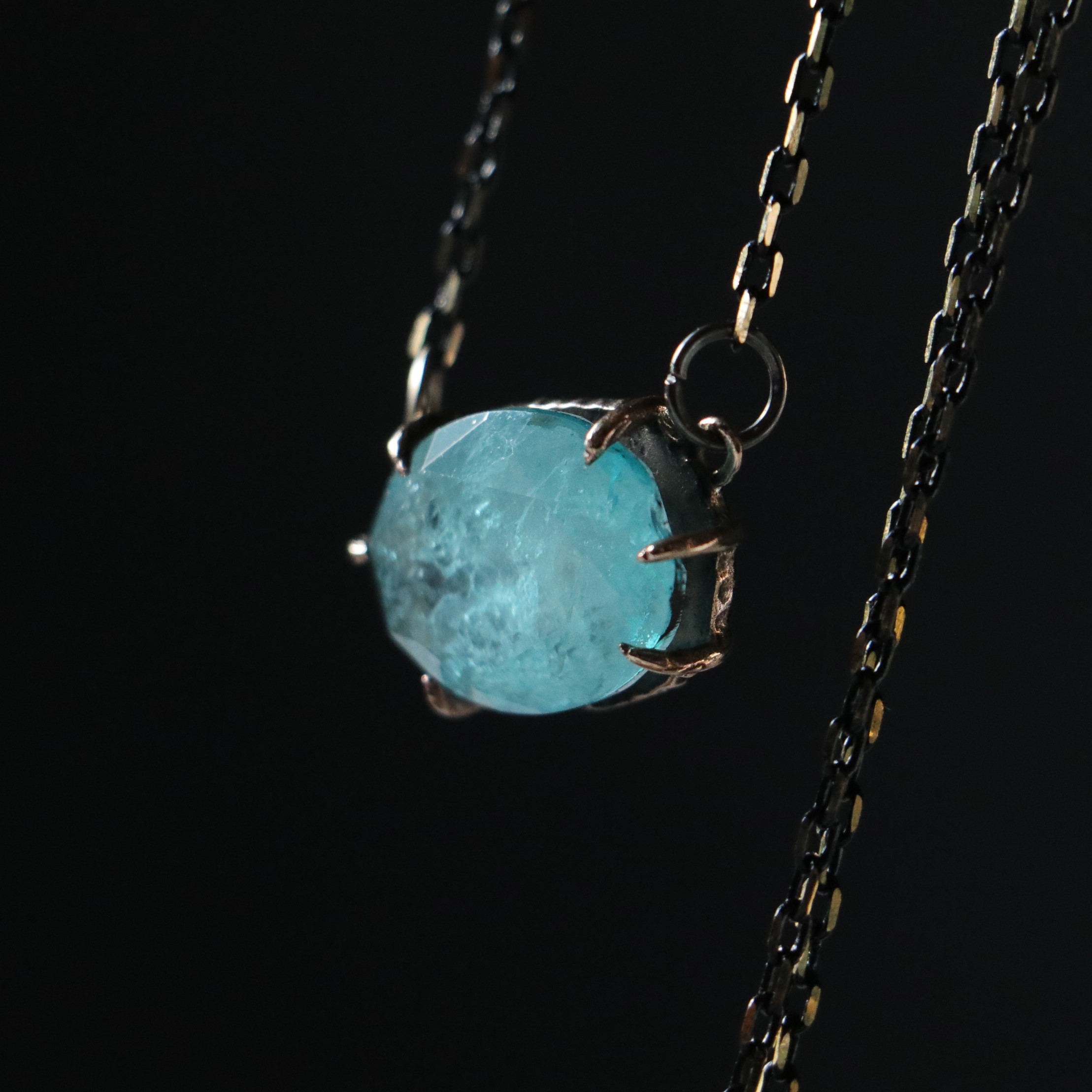 Aquamarine Stone Pointed Nail Necklace