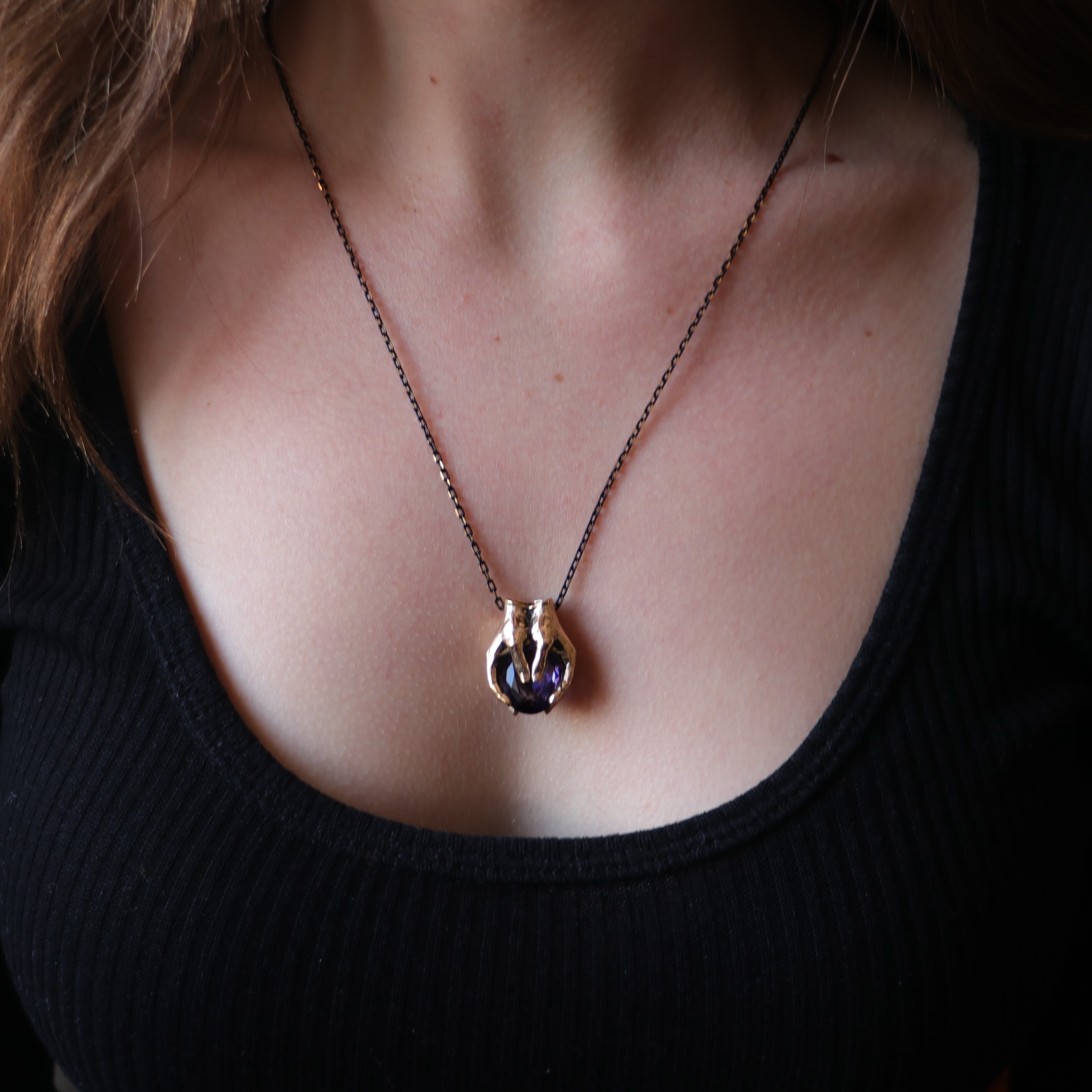 Amethyst Stone Palm Necklace