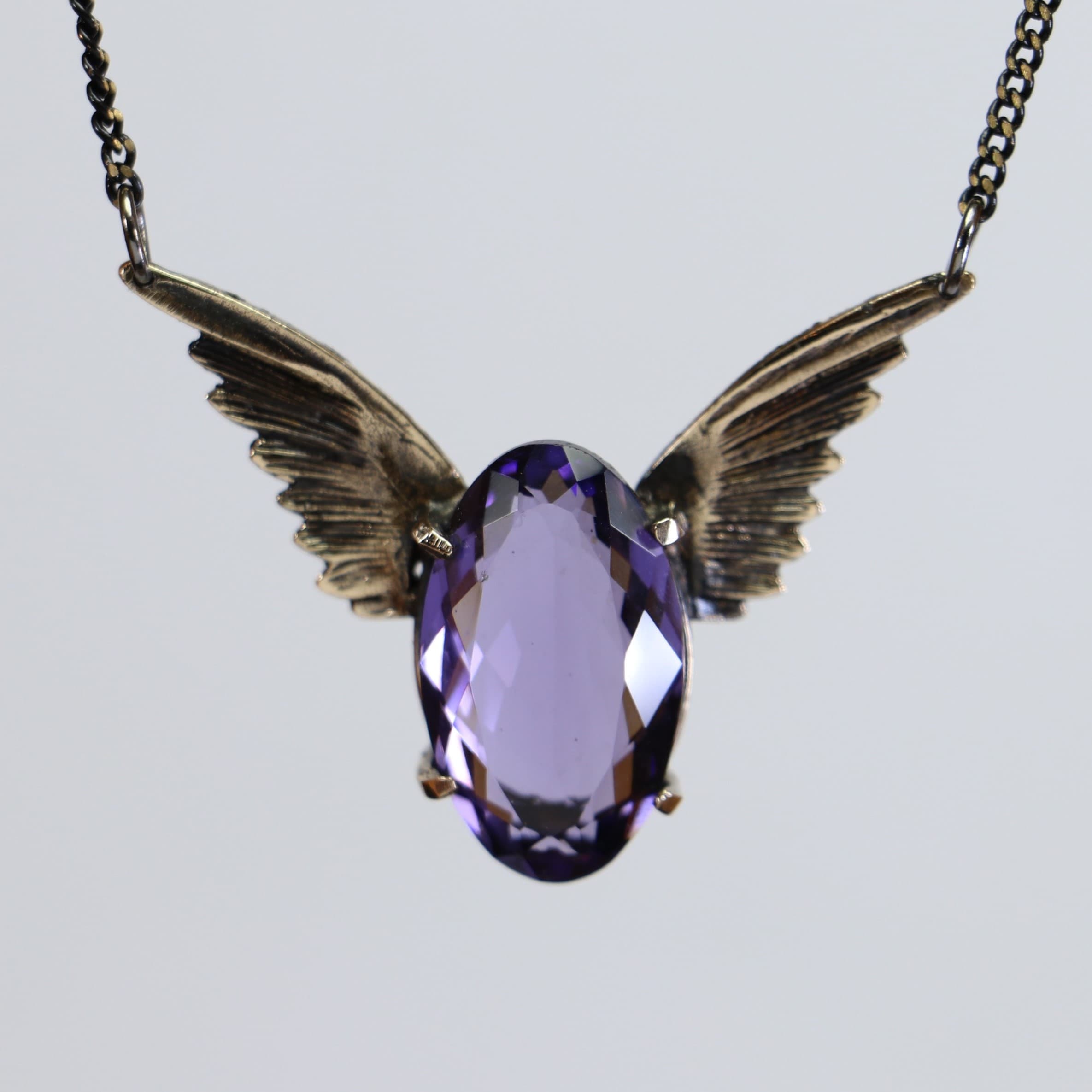 Angel Wing Amethyst Stone Necklace