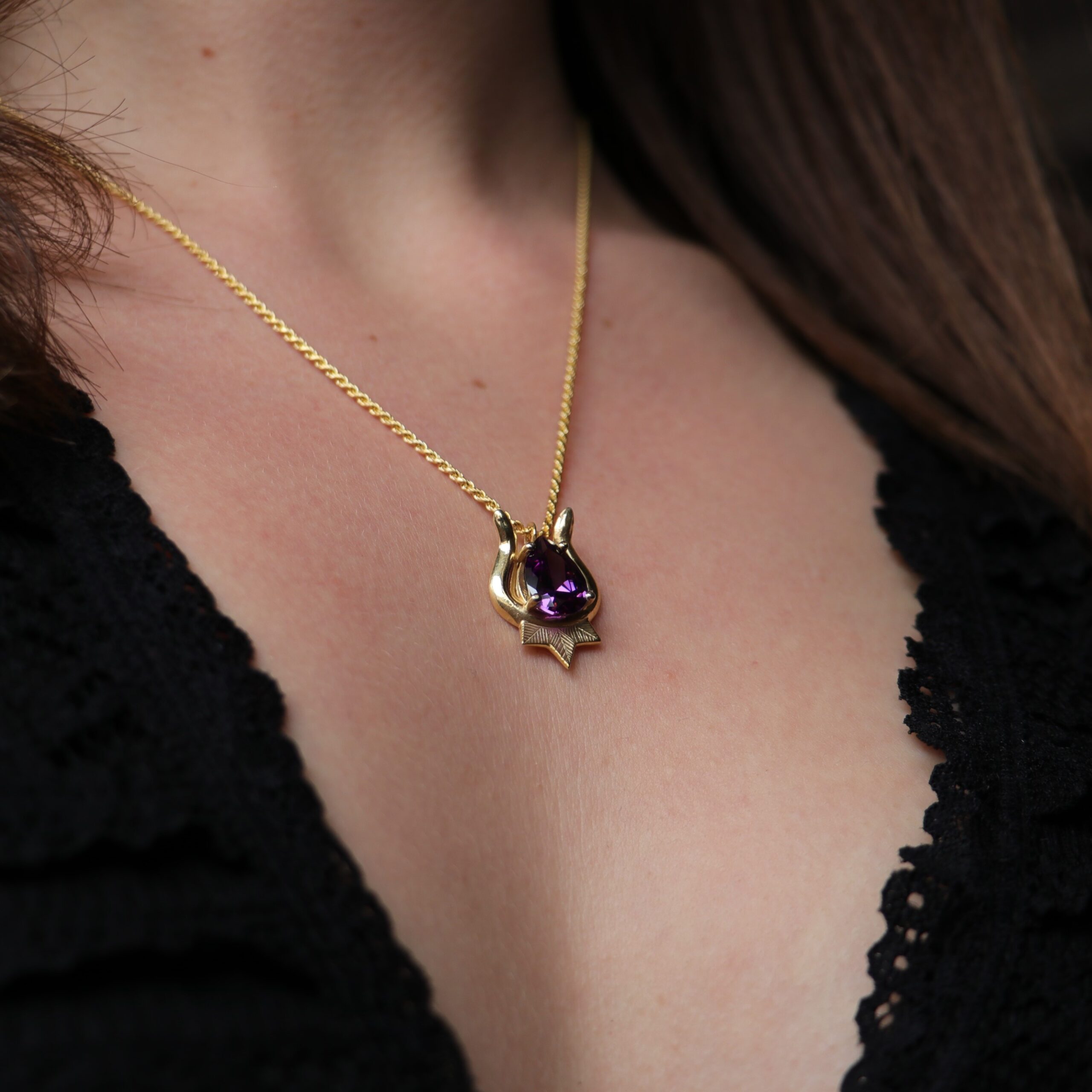 Amethyst Snake Necklace (Gold Plated)