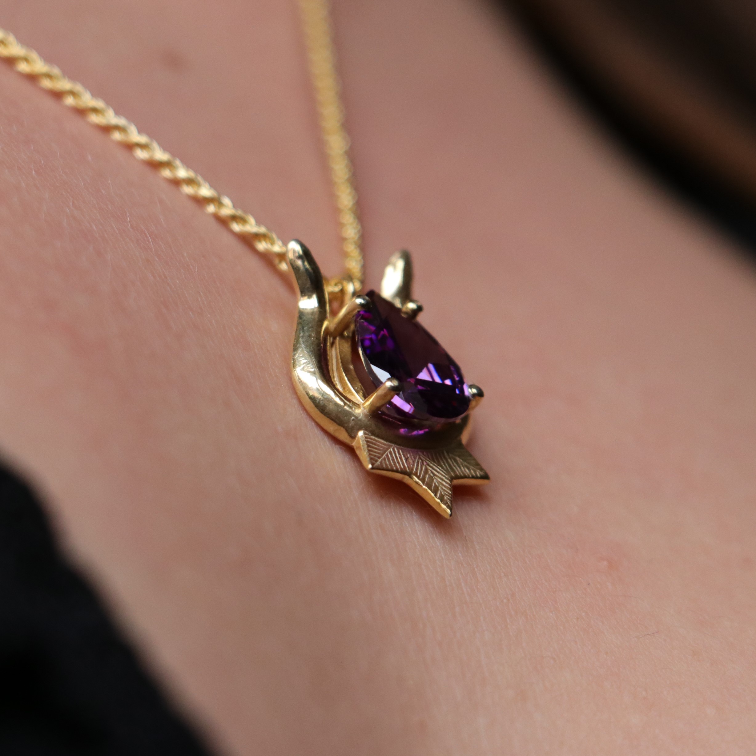 Amethyst Snake Necklace (Gold Plated)