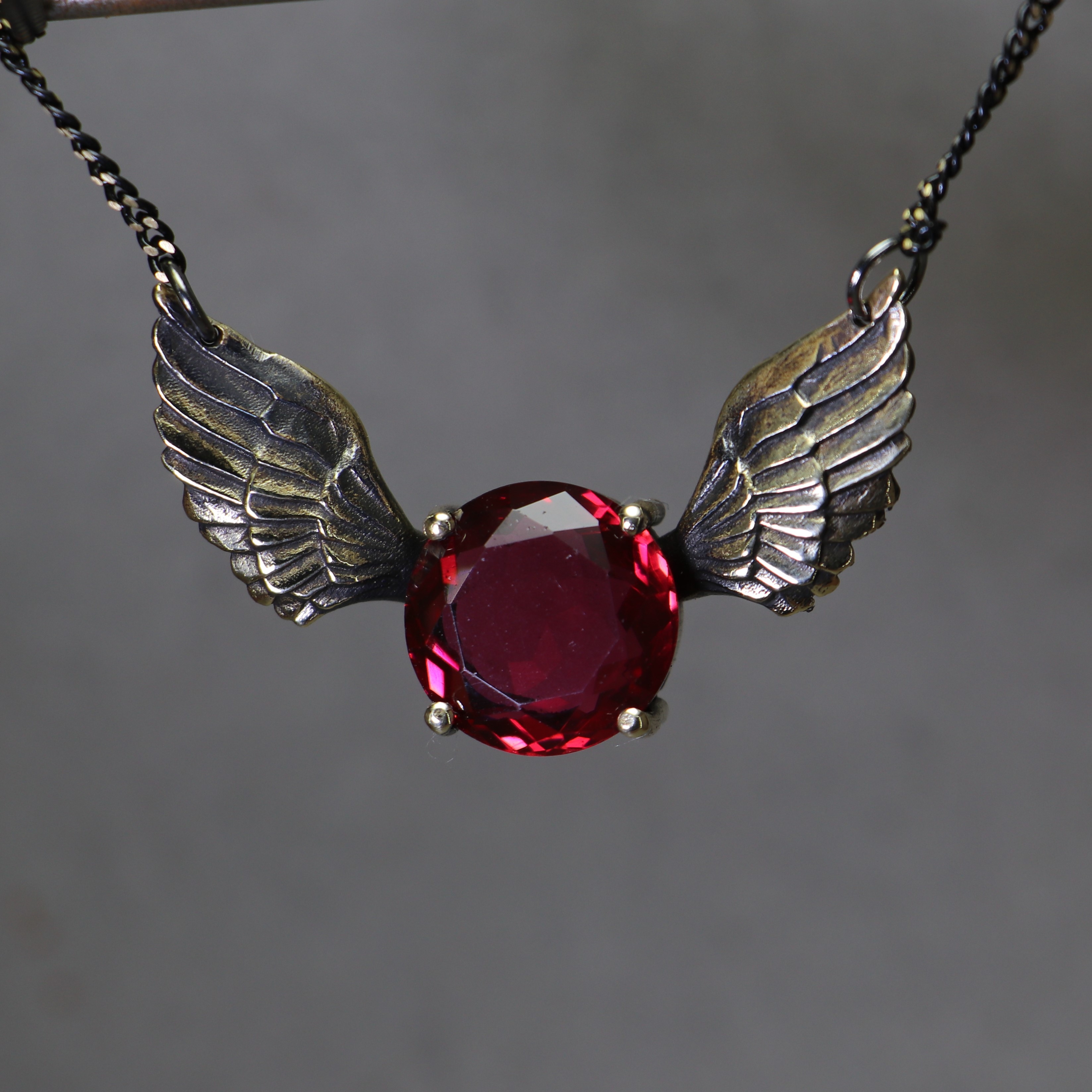 Angel Wing Garnet Stone Necklace