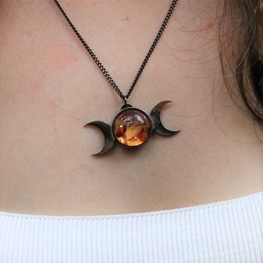 Moon Goddess Amber Necklace