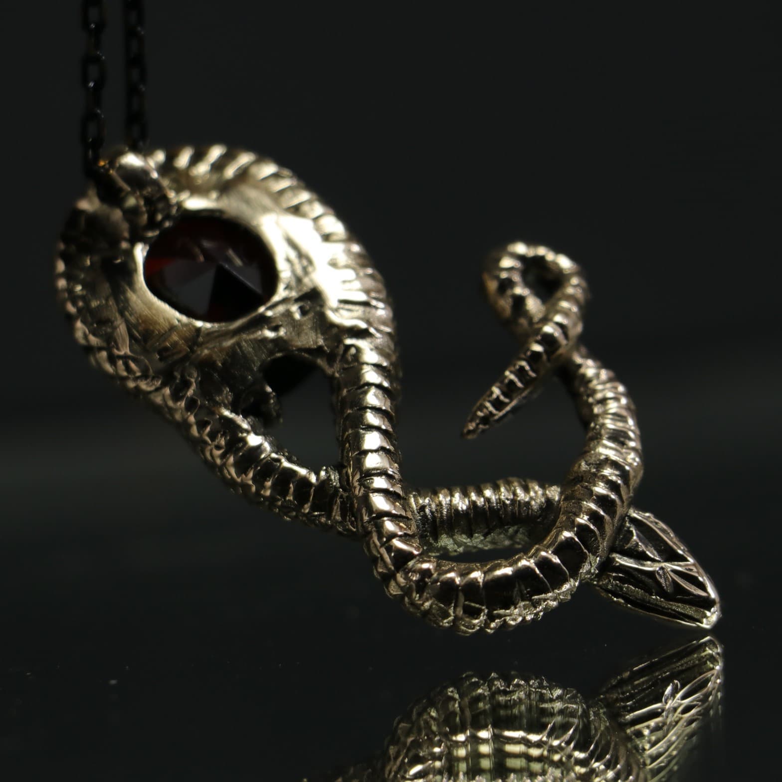 Garnet Stone Big Snake Necklace
